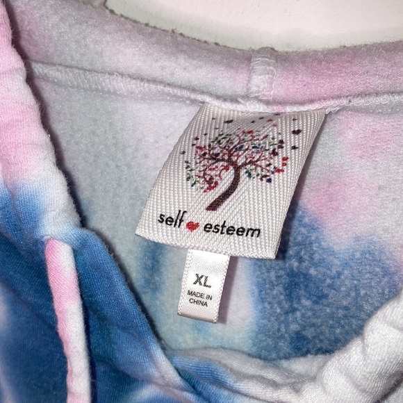HP🥳 Juniors Self Esteem Crop Hoodie Tie-Dye Print - Picture 3 of 6